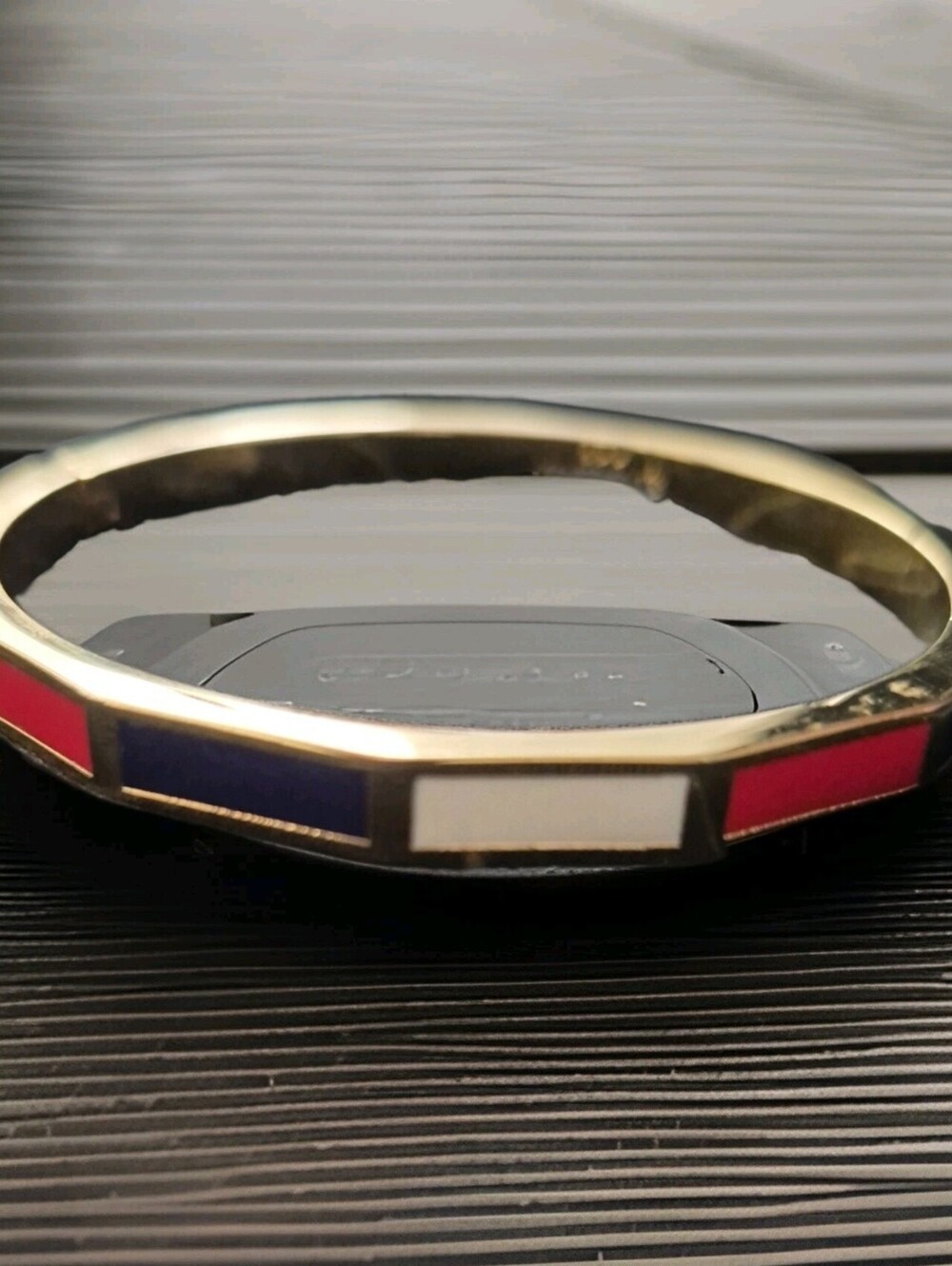 Spartina 449 Multi Color Enamel Hinged Bangle Bracelet Gold Tone 7.5"